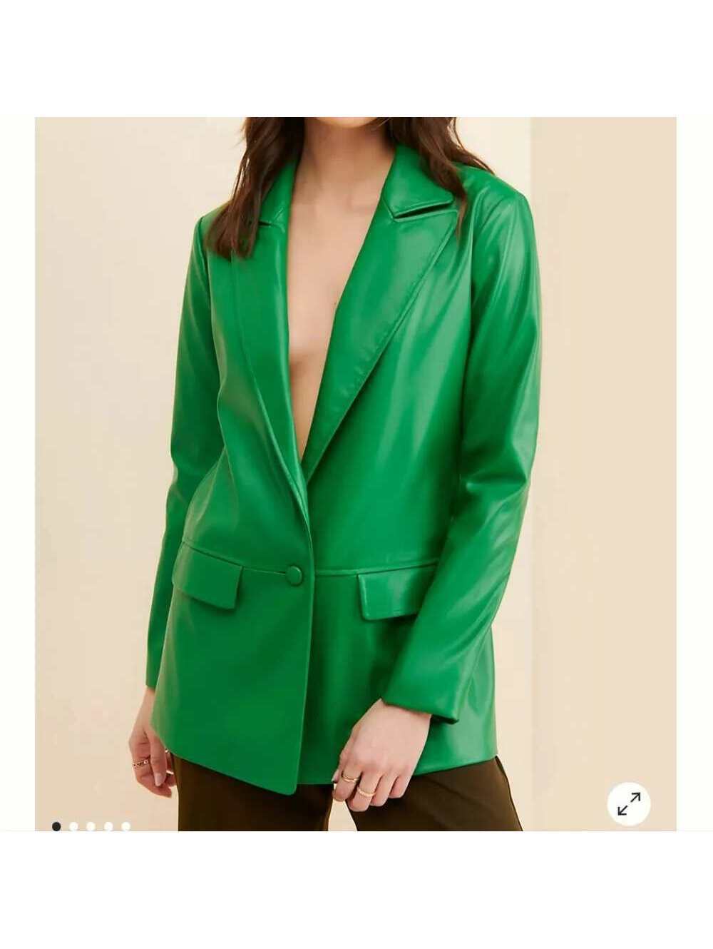 Anthropologie x Hutch - Green Faux Leather Blazer Jacket for Women, Size S
